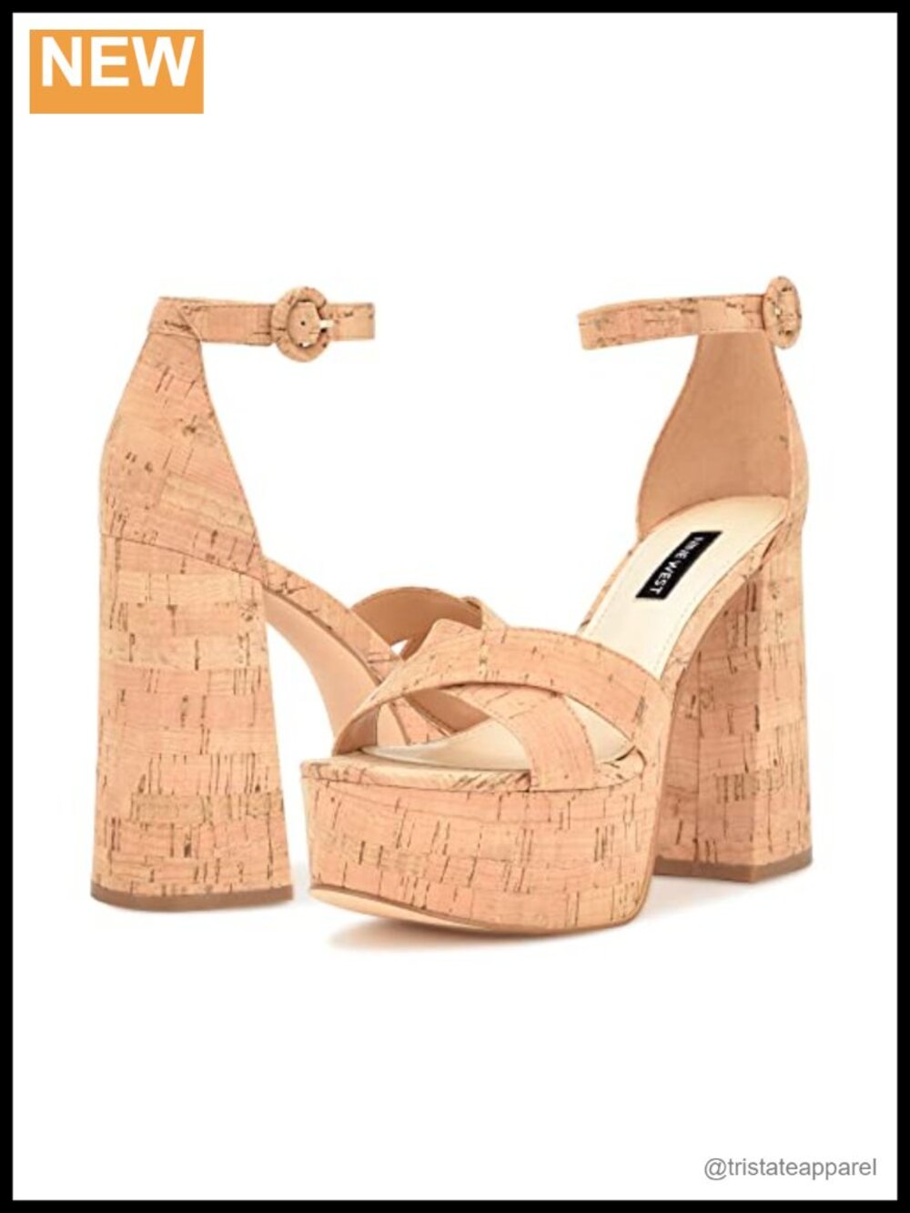 Nine West Willie Women's Block Heel Dress Sandals Almond Toe Ankle Strap